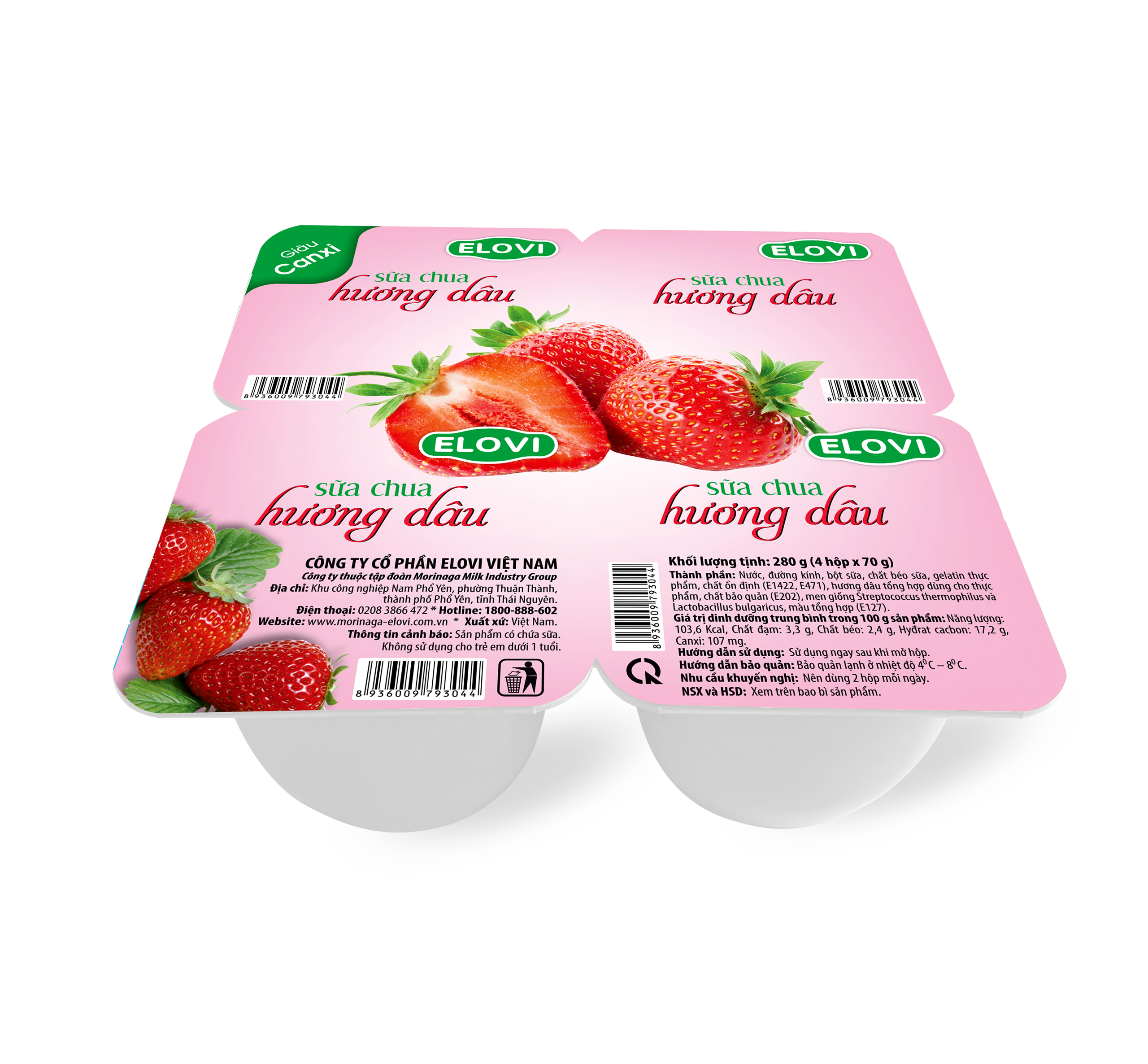 SỮA CHUA ĂN ELOVI 70G DÂU (48H/THÙNG)