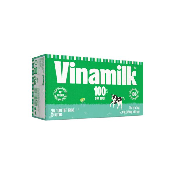 SỮA TƯƠI TIỆT TRÙNG VINAMILK CÓ ĐƯỜNG 110ML (48H/THÙNG)