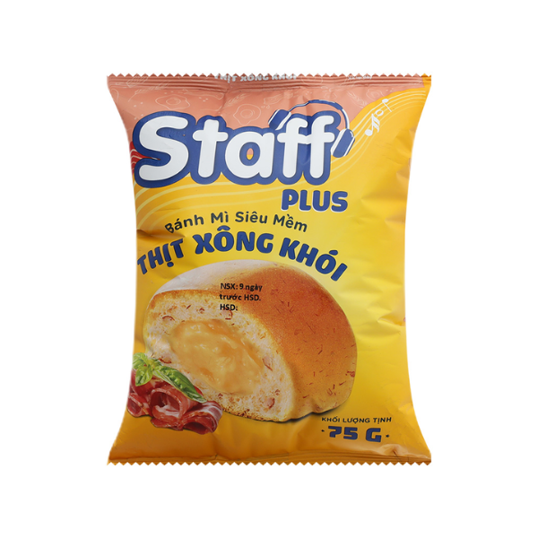 BÁNH MÌ MỀM THỊT XÔNG KHÓI STAFF PLUS 75G