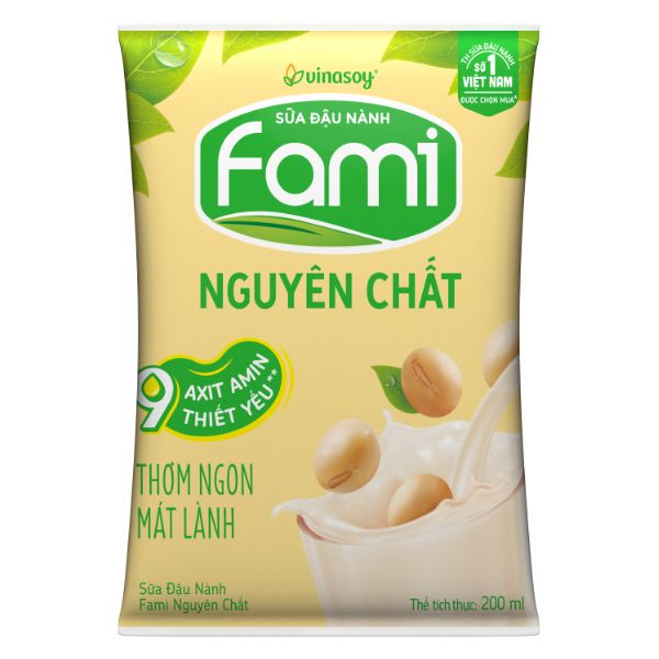 SỮA ĐẬU NÀNH FAMI NGUYÊN CHẤT BỊCH 200ML (40 BỊCH/THÙNG)