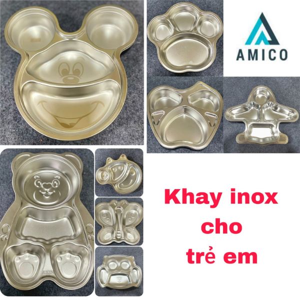 Khay trẻ em inox Amico cao cấp