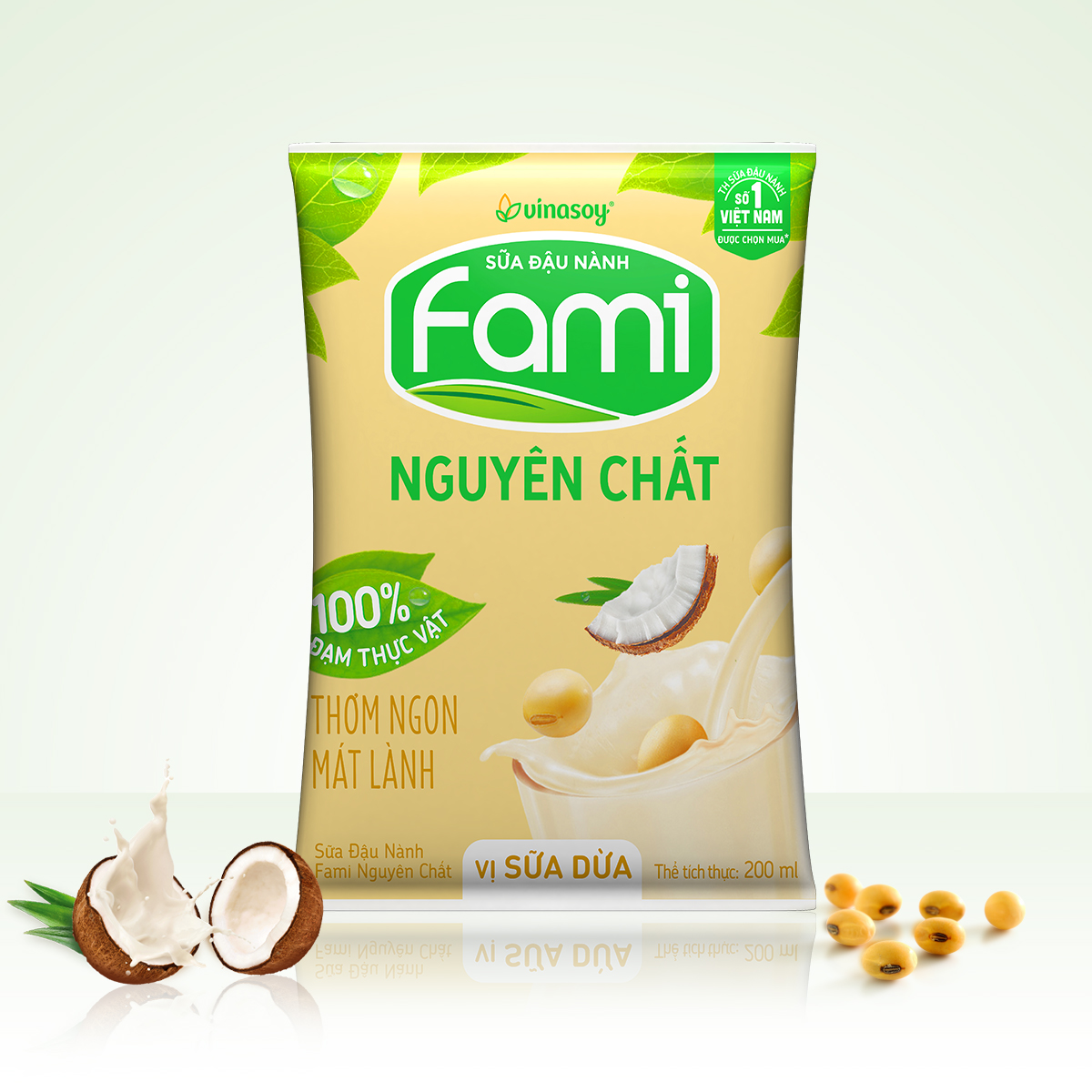 SỮA ĐẬU NÀNH FAMI BỊCH SỮA DỪA 200ML (40 BỊCH/THÙNG)