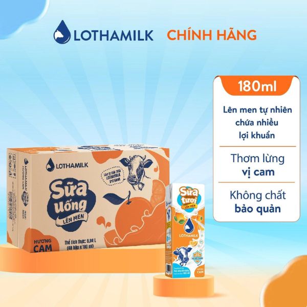 SỮA TƯƠI LÊN MEN LONG THÀNH CAM 180ML (48H/THÙNG)